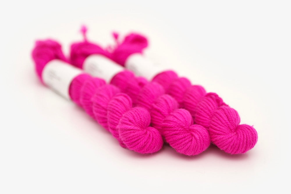semisolid hand dyed fuchsia (bright hot pink) dk mini yarn