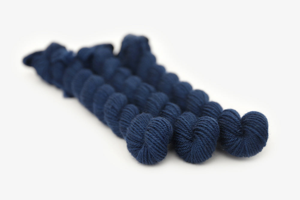 semisolid hand dyed lapis (dark indigo blue) dk mini yarn