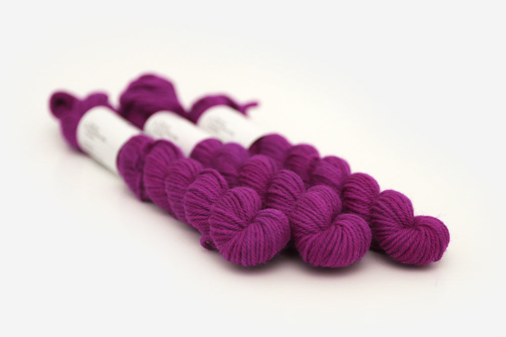 semisolid hand dyed mulberry (magenta berry pink) dk mini yarn 