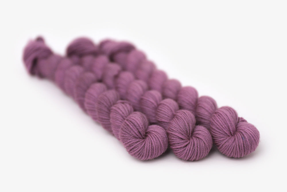 semisolid hand dyed plum (dusty mauve purple) phyllis sock mini yarn