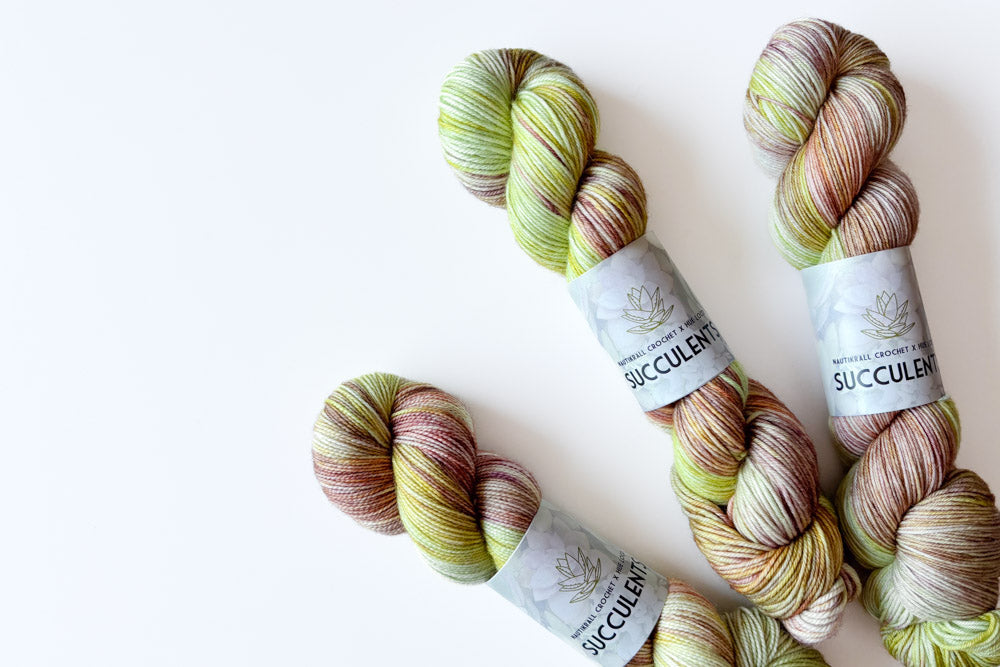 tonal hand dyed green brown yarn