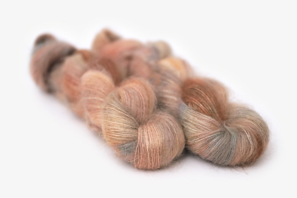 Sage Taproot Taproot Mohair Yarn | Peach, Pink, Ochre, Sage | Hand Dyed