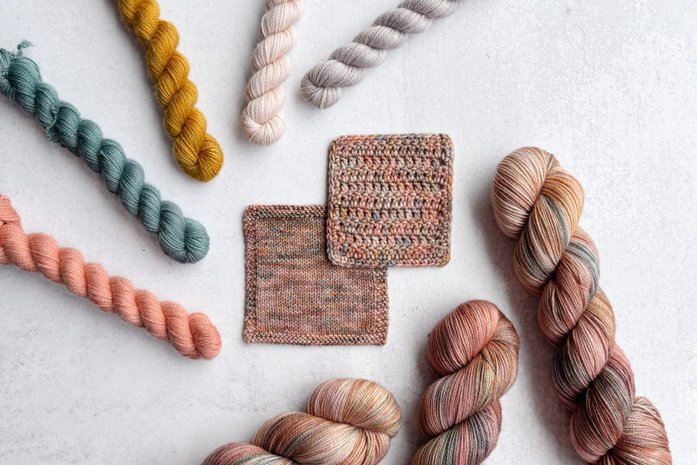 Sage Taproot Taproot Spun Sock XL Yarn | Peach, Pink, Ochre, Sage | Hand Dyed