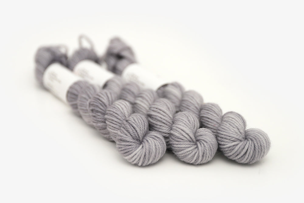 semisolid hand dyed ash (light silver gray) dk mini yarn