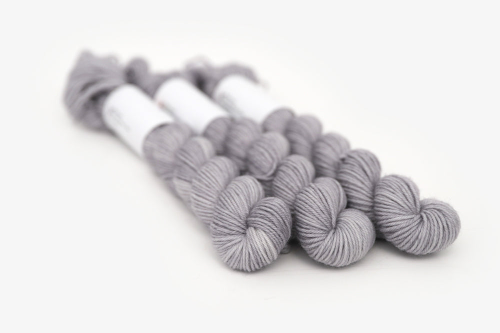 semisolid hand dyed ash (light silver gray) phyllis sock mini yarn