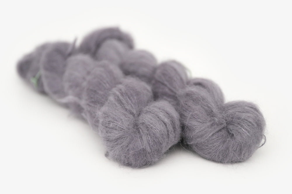 semisolid hand dyed charcoal (dark silver gray) alpaca suri lace yarn