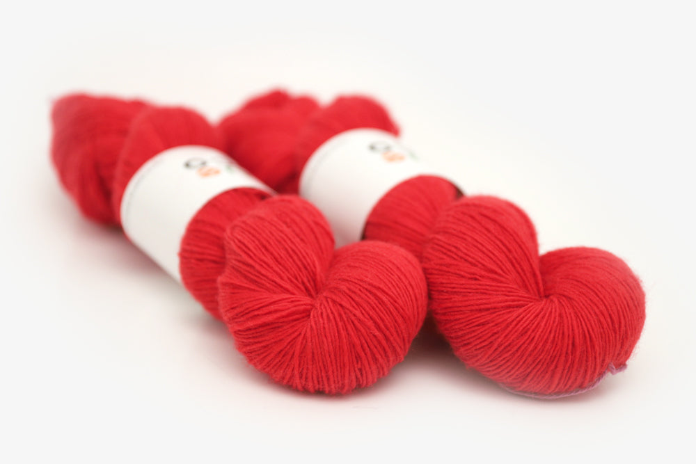 semisolid hand dyed cherry (bright christmas red) single sock yarn 