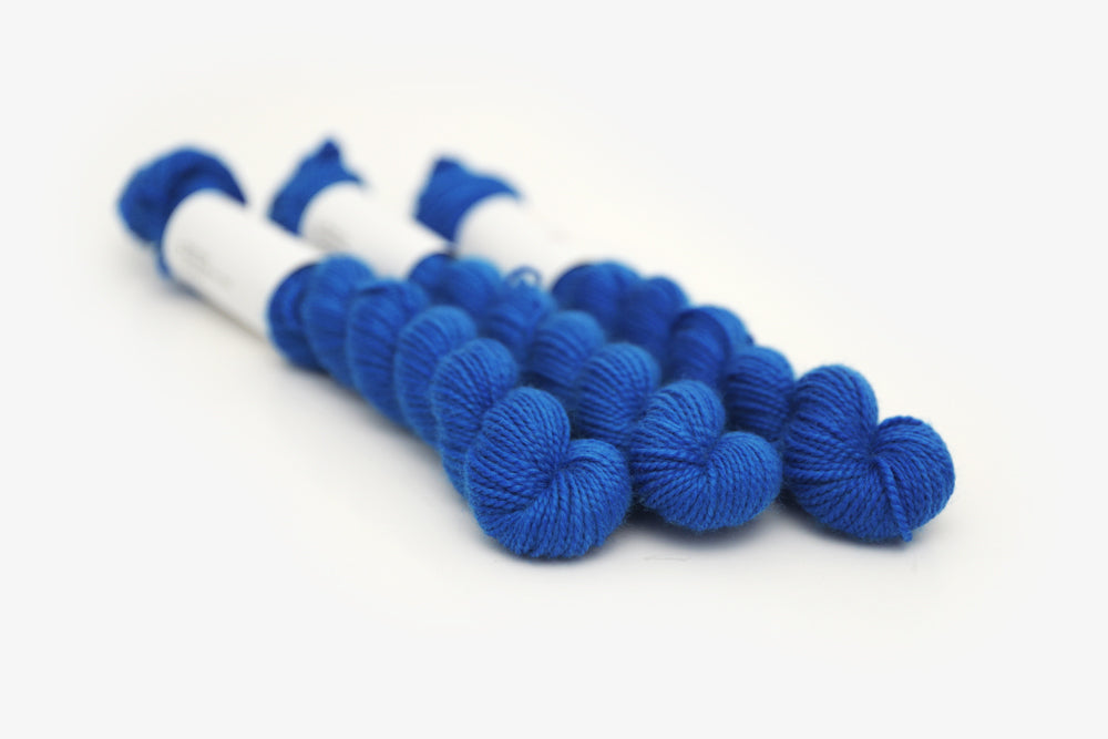 semisolid hand dyed cobalt (bright royal blue) merino sock mini yarn