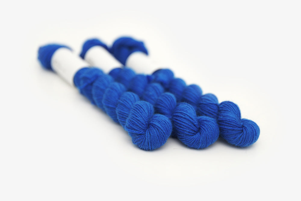 semisolid hand dyed cobalt (bright royal blue) phyllis sock mini yarn