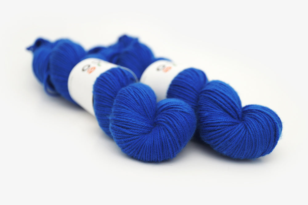Buy Our Vibrant Cobalt Blue Hand-Dyed Wool Yarn - 218 Yards Today!