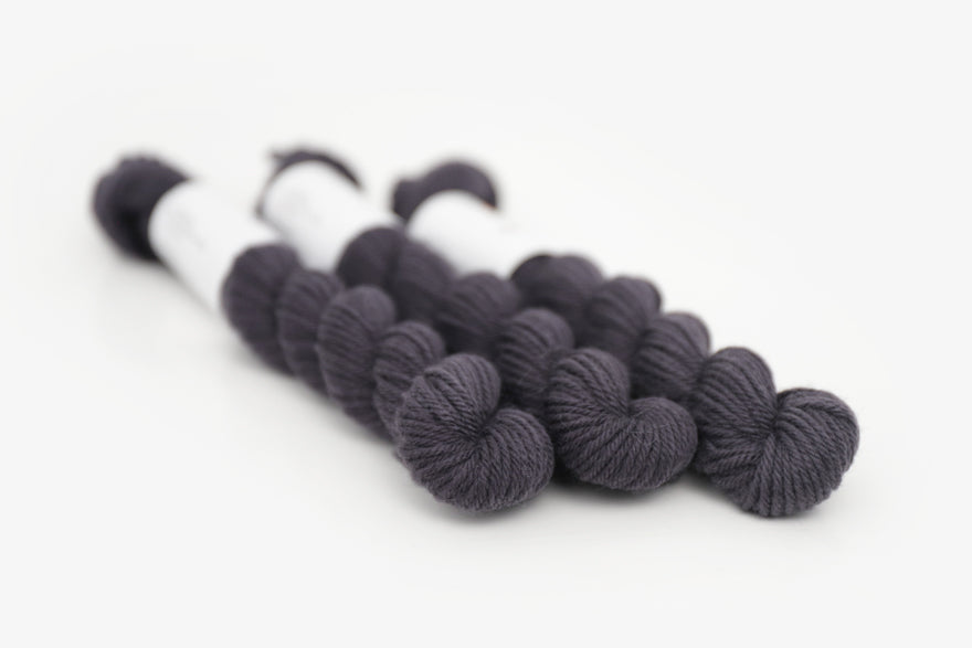 semisolid hand dyed dark gray black dk mini yarn