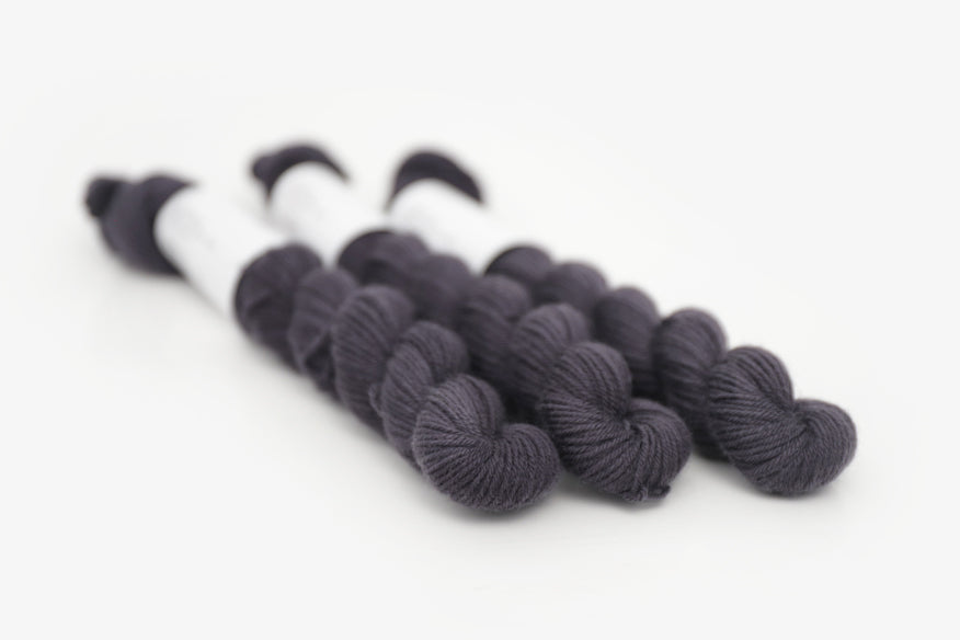 semisolid hand dyed dark gray black phyllis sock mini yarn