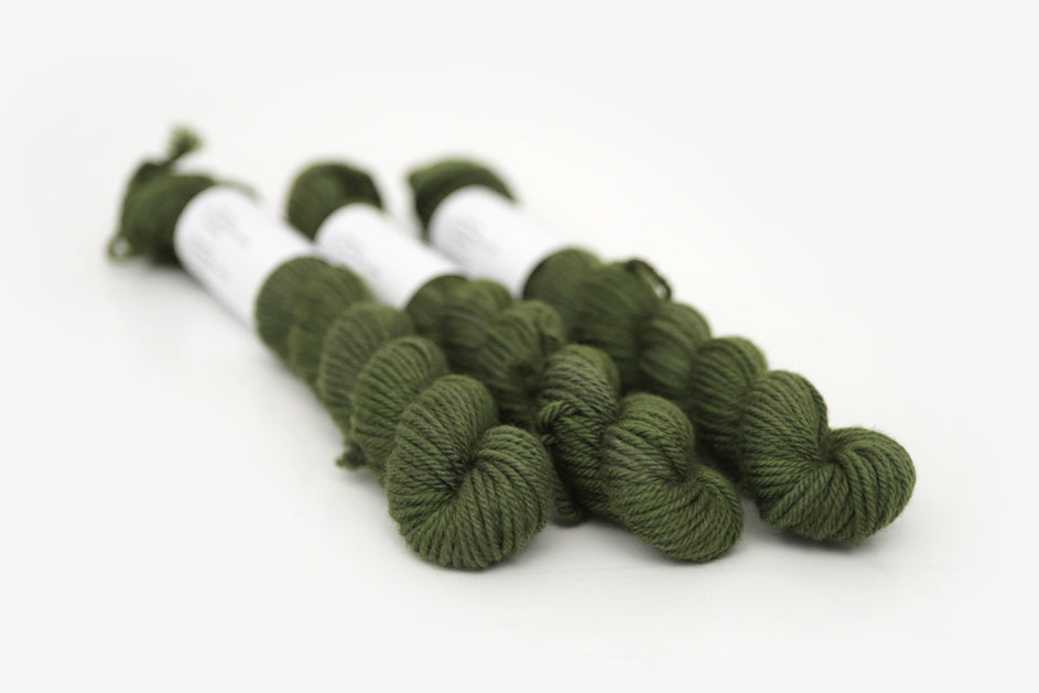 semisolid hand dyed dark forest green dk mini yarn