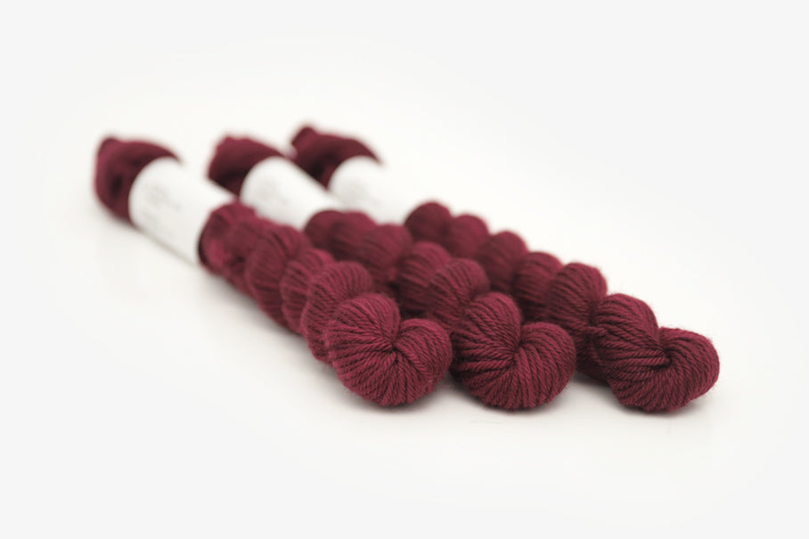 semisolid hand dyed sangria (dark wine burgundy red) dk mini yarn