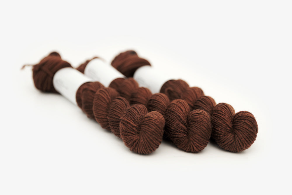semisolid hand dyed dark warm brown phyllis sock mini yarn