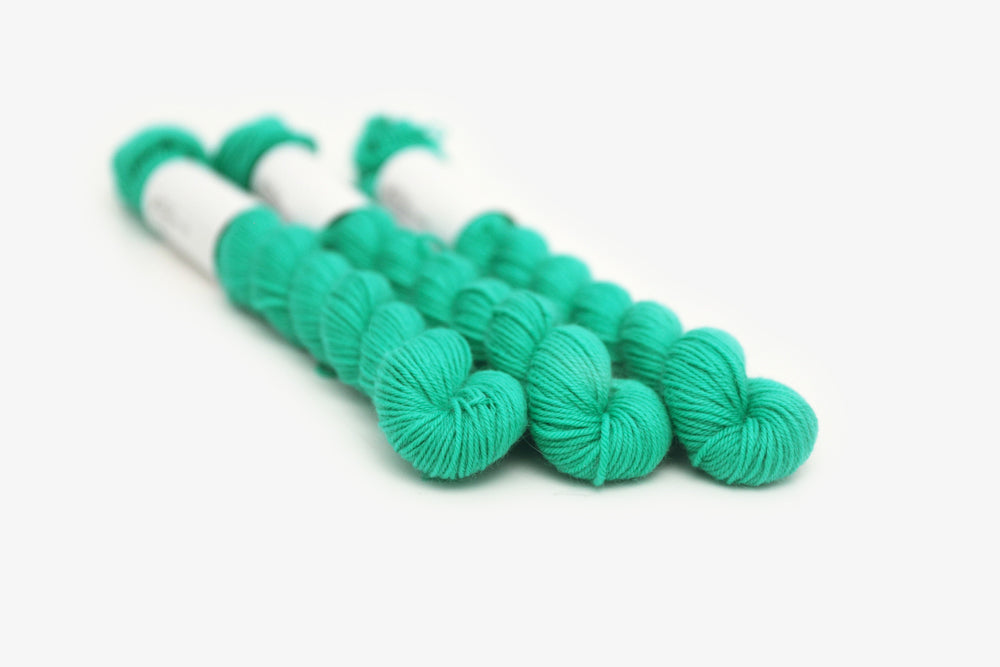 semisolid hand dyed spearmint (bright mint green) phyllis sock mini yarn